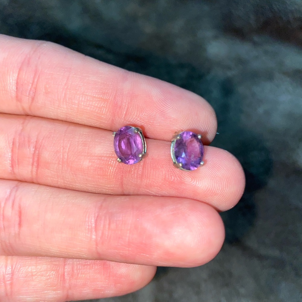Sterling silver and purple sapphire earrings